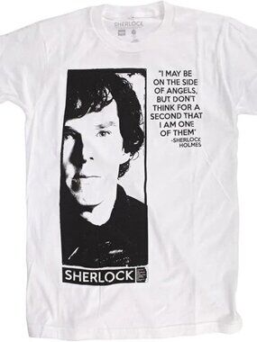 Sherlock Mens I Might Be On The Side Of Angels White Shirt New S, M, L